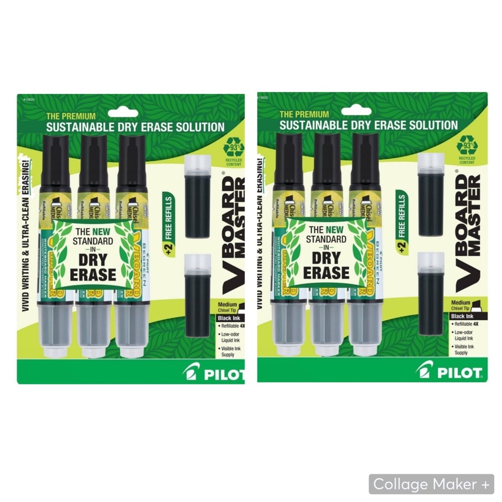 Pilot 3pk VBoard Dry Erase Markers
Chisel Tip Black Ink & 2 refills (2 pks)